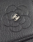 Chanel Black Caviar Camellia Wallet Purse