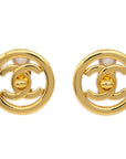 Chanel CC Turnlock Button Earrings Gold Clip-On 97P
