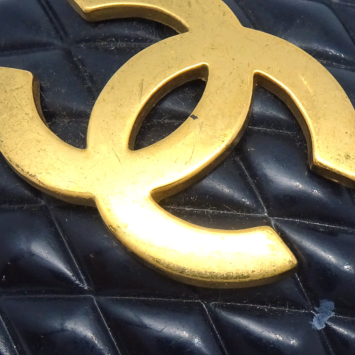 Chanel 1994 Quilted Black &amp; Gold Earrings