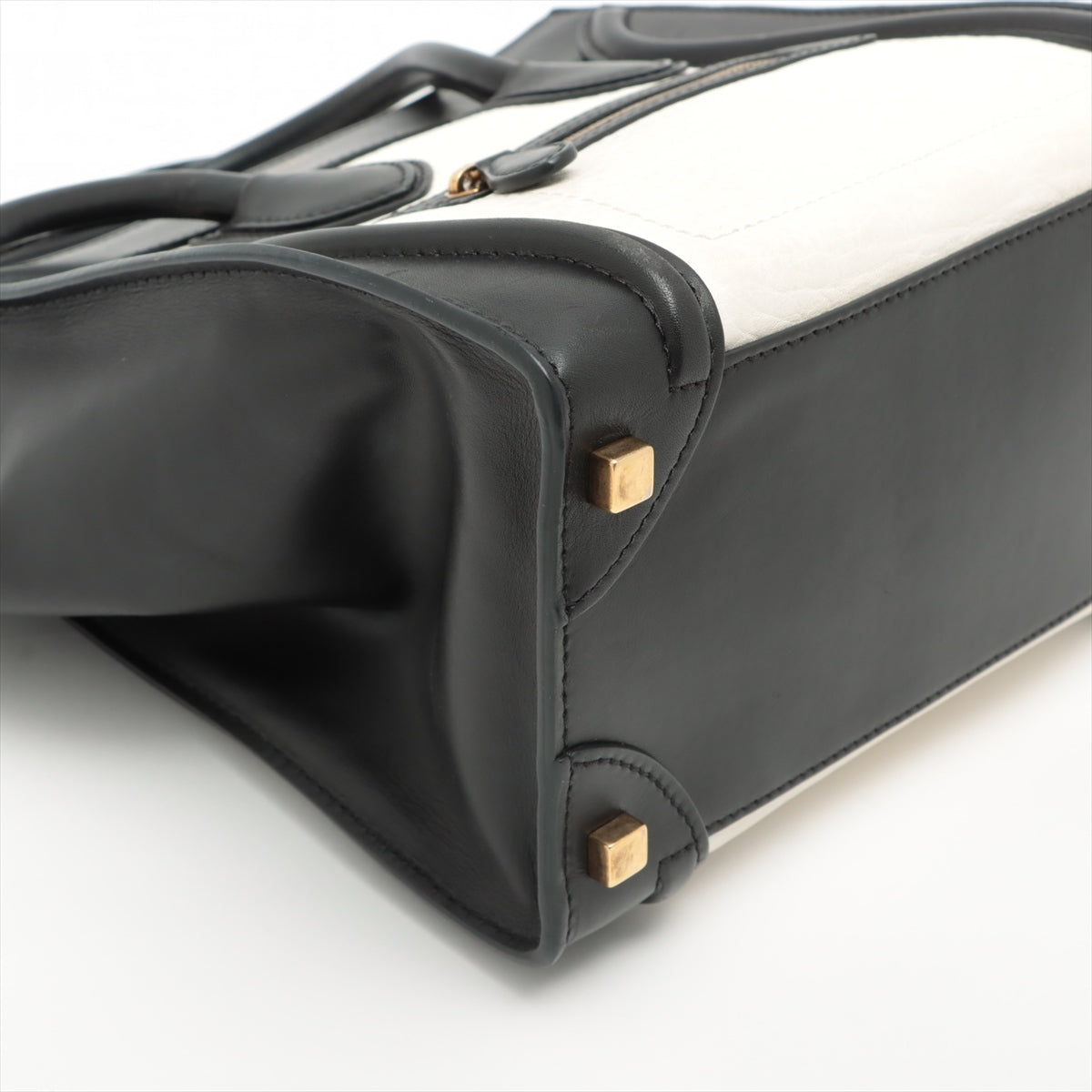 Celine Luggage Micro  Handbag Black X White