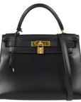 Hermes 1999 Black Box Calf Shoulder Bag