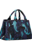 Prada Canapa Triangle Logo  Handbag Shoulder Bag 2WAY B2642B Blue Multicolor Canvas  Prada