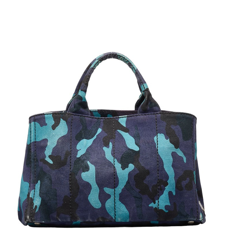 Prada Canapa Triangle Logo  Handbag Shoulder Bag 2WAY B2642B Blue Multicolor Canvas  Prada