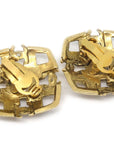 CHANEL 1993 Diamond Faux Pearl Earrings Clip-On Gold 23