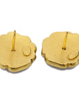 Chanel Flower Piercing Earrings Gold Green 03P