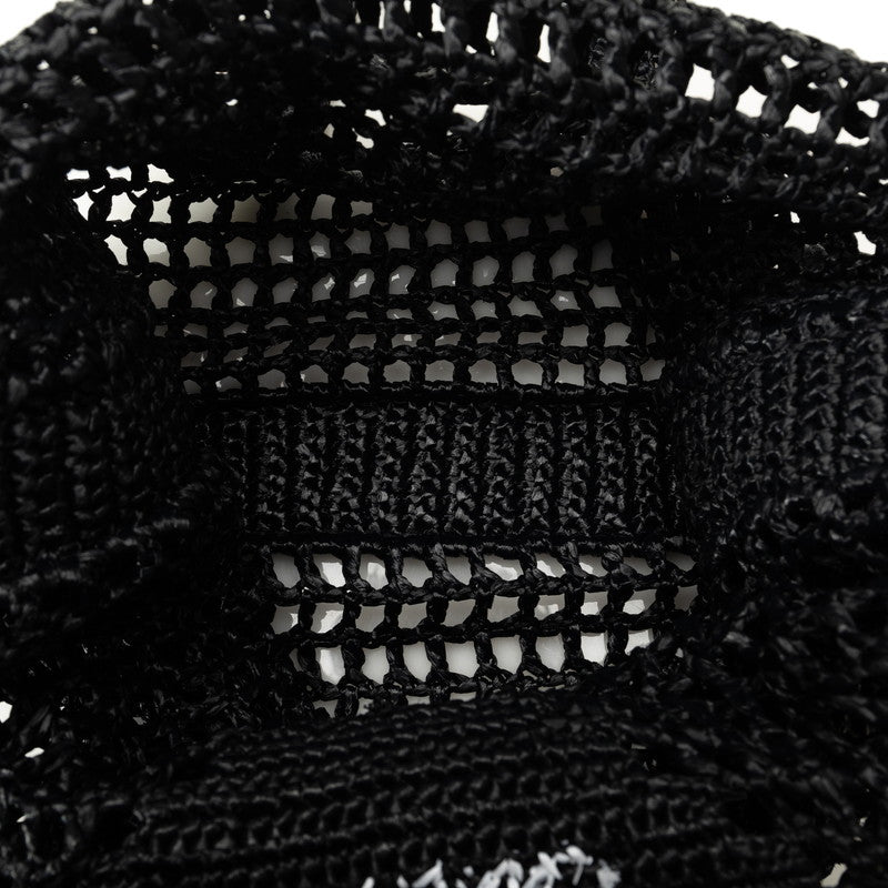 Prada Crochet Tote Bag Black White Raphia  Prada