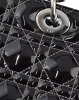Christian Dior Black Patent Lady Dior Cannage 2way Shoulder Handbag
