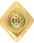 CHANEL 1986-1994 Diamond Shape Brooch Pin Gold 1134