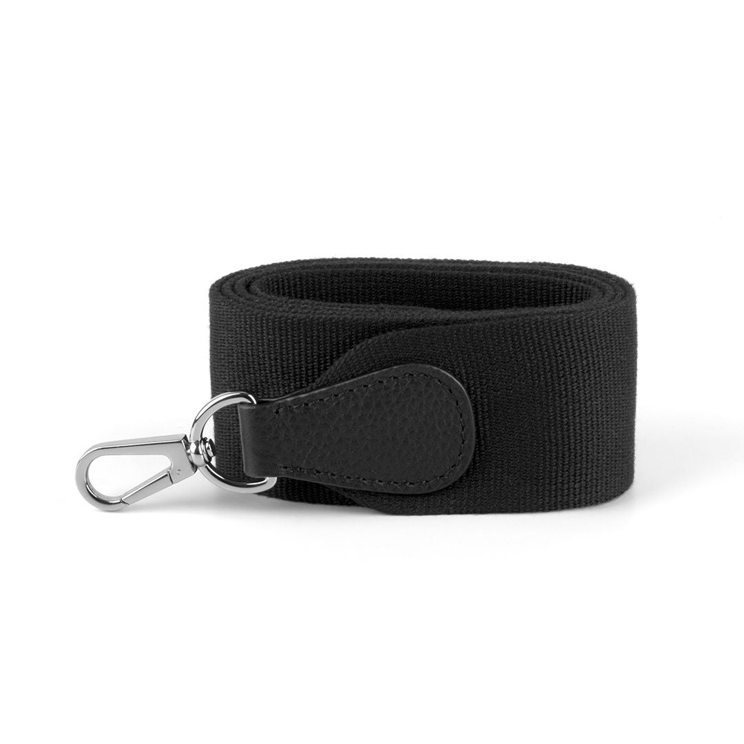 Thick Crossbody Bag Straps, Black Recycled Polyester