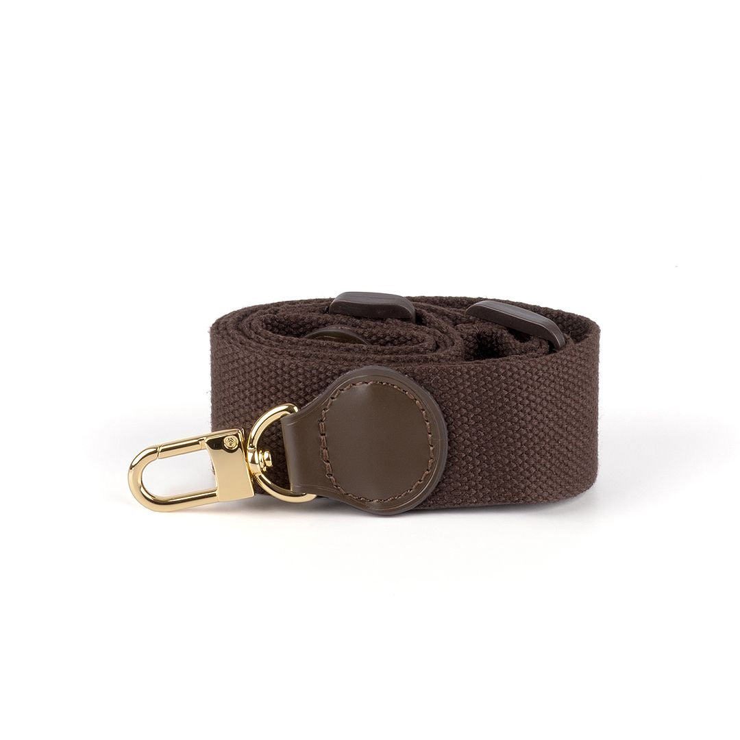 Damier Ebene Brown Premium Cotton / Vachetta Leather Adjustable Crossb –  Timeless Vintage Company