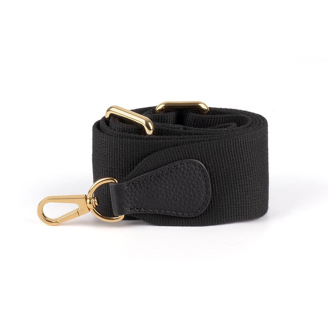 Black Premium Cotton / Calfskin Leather Adjustable Crossbody Bag Strap –  Timeless Vintage Company