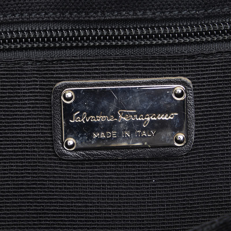 Salvatore Ferragamo Vallaribo Handbags AU-21 B787 Black Canvas Leather Ladies Salvatore Ferragamo