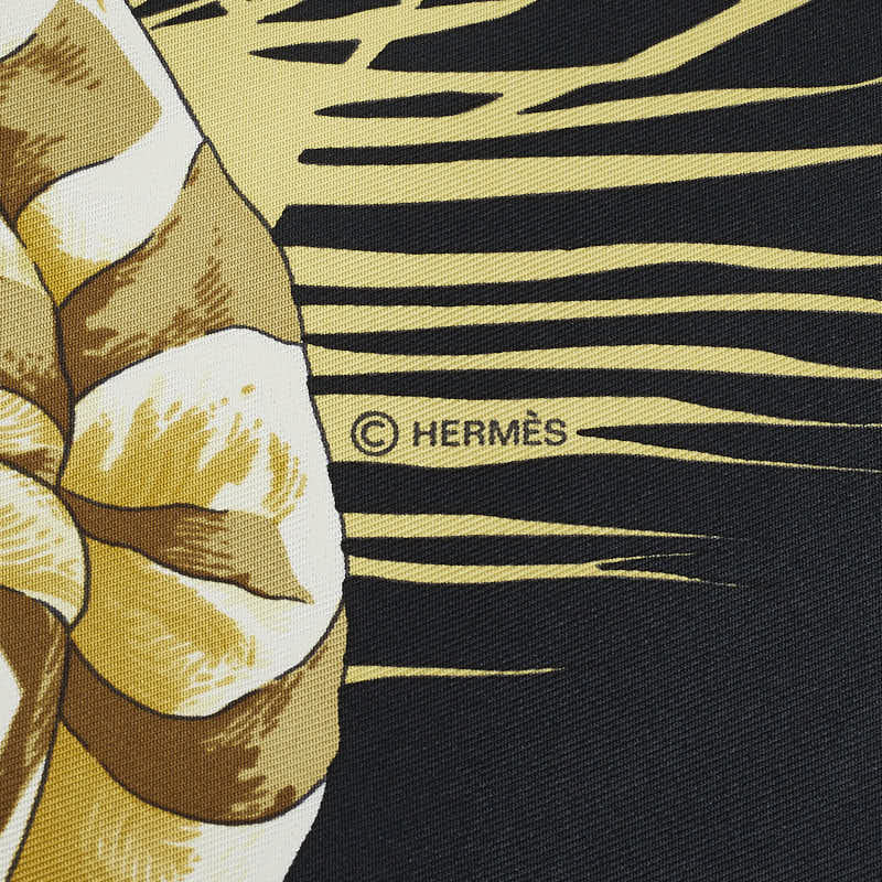 Hermes Carré 90 TURBAN DES REINES Queen&#39;s Turban Scarf Black Gold Silk  Hermes