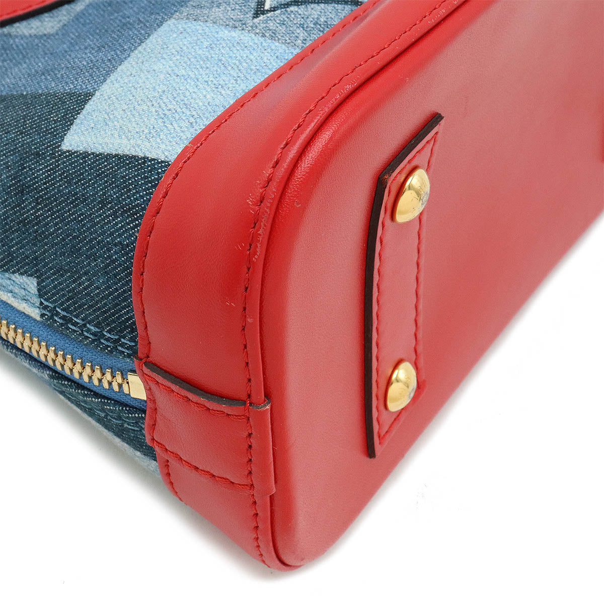 LOUIS VUITTON Louis Vuitton Monogram Denim Alma BB Handbag 2WAY Shoulder Bag Patchwork Blue Blue Red M45042