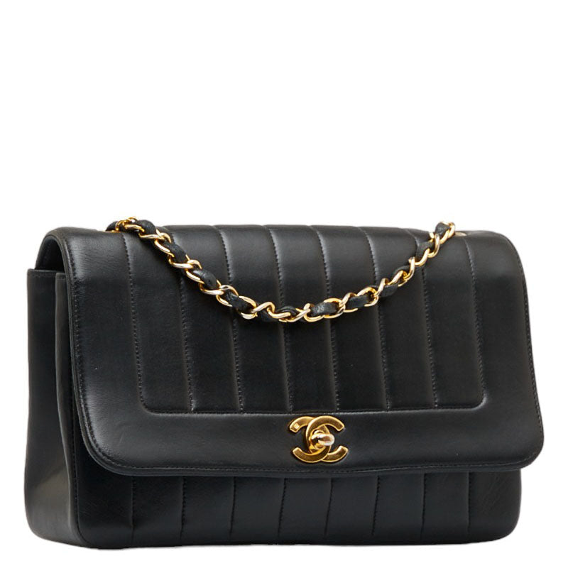 Chanel Mademoiselle Cocomark Gold Tools Chain Shoulder Bag Black Ramscreen Lady Chanel