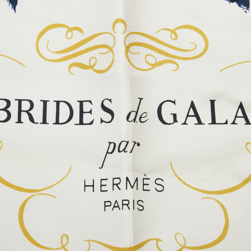 Hermes Carré 90 BRIDE DE GALA BRIDE DO GALA Ceremonial Machinery Horsewear Scarf Navi Multicolor Silk  HERMES [] Navi