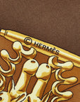Hermes Carré 90 Les Cavaliers Dor Golden Knight Scarf Brown Multicolor Silk Ladies Hermes