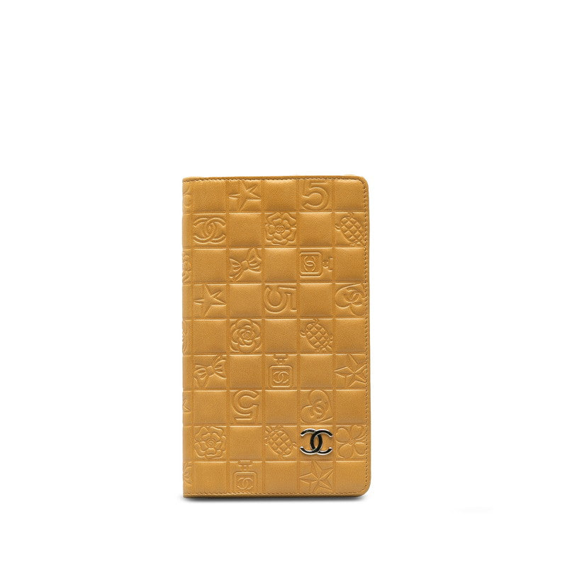Chanel Chocolate Bar Icon Long Wallet Beige Leather Lady Chanel