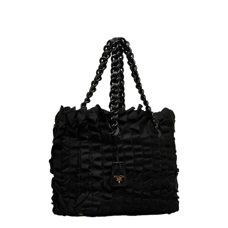 Prada Logo Chain Tote Bag Black Nylon – Timeless Vintage