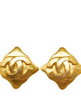 Chanel Cocomark Striped Earrings Gold  Ladies Chanel
