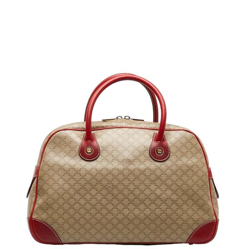 Celine Macadam Handbag Beige Red PVC Leather  Celine