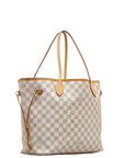 Louis Vuitton Damier Azur Neverfull MM Tote Shoulder Bag N51107 White PVC Leather