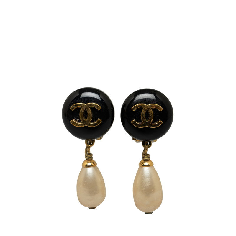 Chanel Vintage Coco Earrings G Black   Chanel