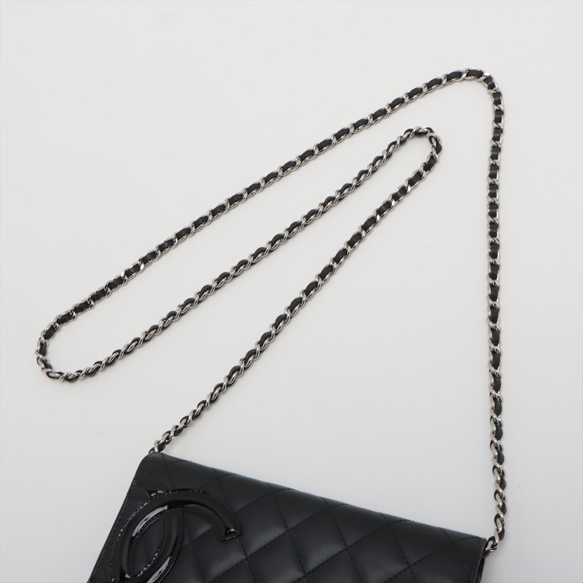 Chanel Combon Line  Chain Wallet Black Silver Gold