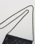 Chanel Combon Line  Chain Wallet Black Silver Gold