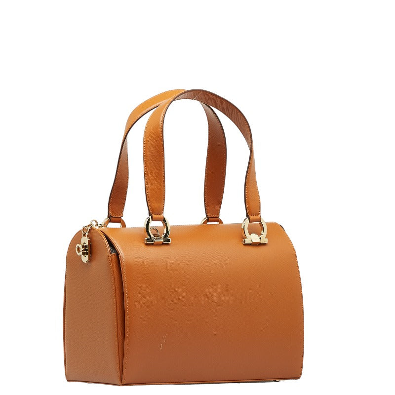 Salvatore Ferragamo Golden  Handbag 2WAY Brown Leather Ladies Salvatore Ferragamo