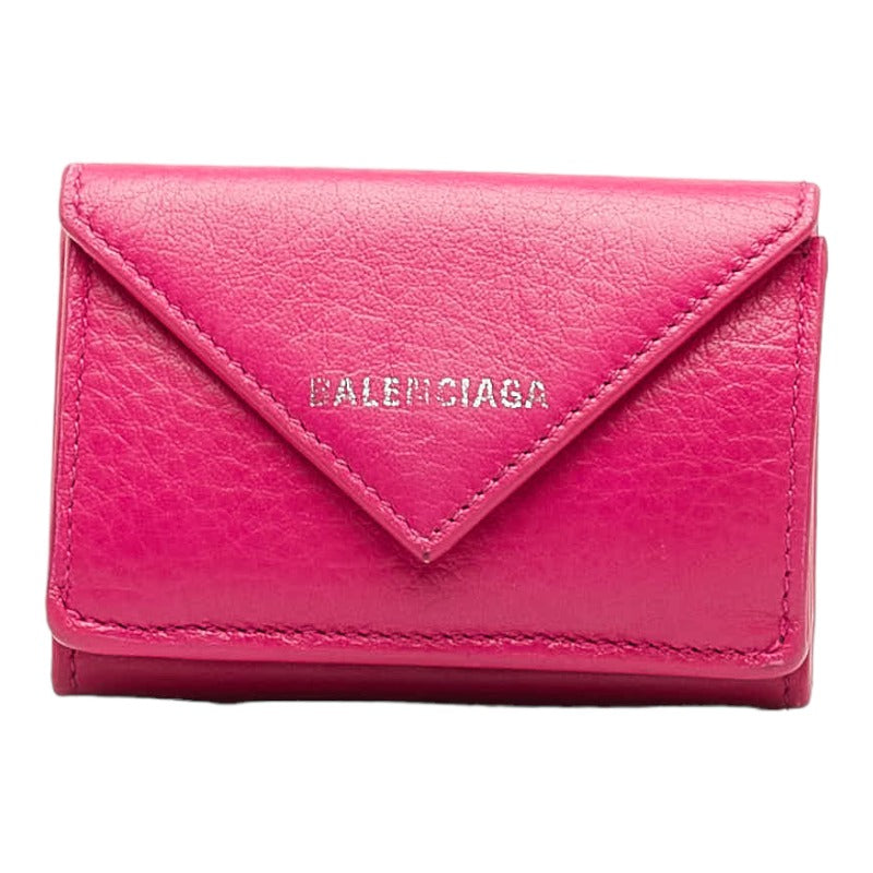 BALENCIAGA Valencia 391446 Three Folded Wallet Leather Pink  Eve