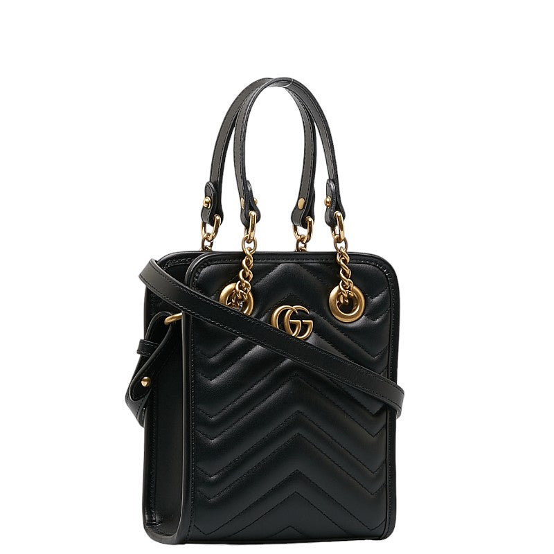 Gucci GG Marmont Mini Chain Handbags 2WAY 696123 Black Leather