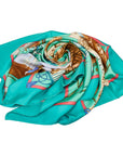 Hermes Carré 90 CHASES EXOTIQUES Exotic Hunting Scarf Green Multicolor Silk  Hermes