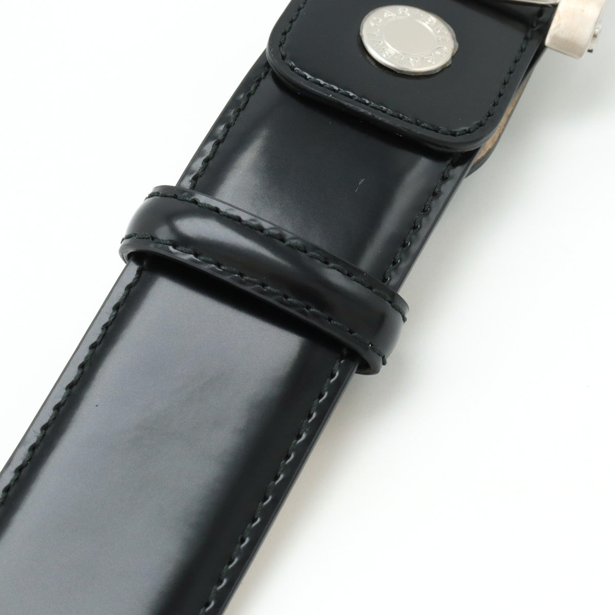 BVLGARI  Ashoma Belt Leather Black Black Silver  
