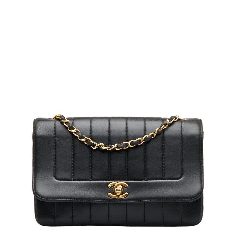 Chanel Mademoiselle Cocomark Gold Tools Chain Shoulder Bag Black Ramscreen Lady Chanel