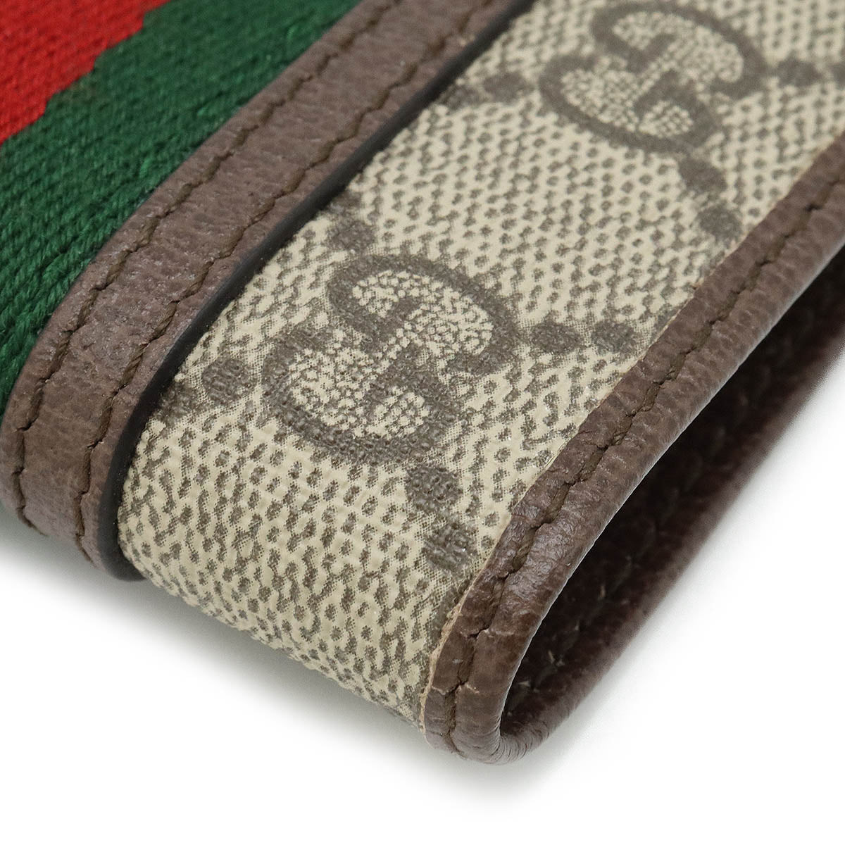GUCCI Gucci GG Spring Office Shell Line Wallet 2 Folded Wallet PVC Carquibbean Mocha Brown Green Red 597609