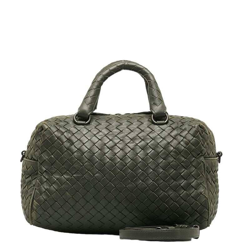 Bottega Veneta Intrecciato Mini Boston Bag in Leather Grey