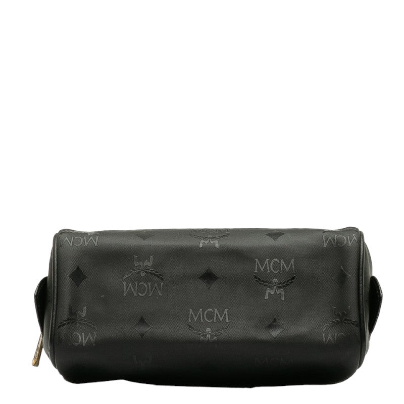 MCM Mini Boston Bag in Visetos Black Leather