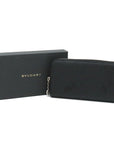 BVLGARI Bulgari Bulgari Bulgari Classic Round  Long Wallet Green Leather Black Silver Gold  20886