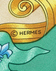 Hermes Carré 90 Voiles de Lumière Light ailing Scarf Green Multicolor Silk  Hermes
