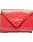 BALENCIAGA Valencia 391446 Three folded wallet leather red