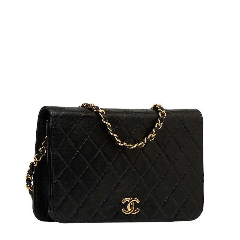 Chanel Matlasse Chain Shoulder Bag Black Lambskin Leather Women&#39;s