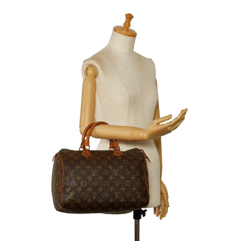 Louis Vuitton Monogram Speedy 30 Handbag Mini Boston Bag M41108 Brown PVC Leather  Louis Vuitton