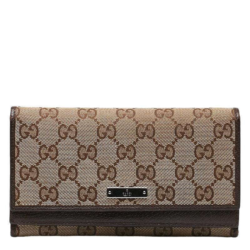 Gucci GG canvas long wallet 131888 Beige Brown canvas leather ladies Gucci