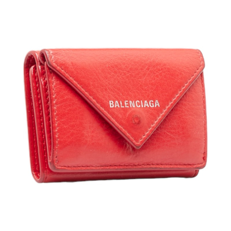 BALENCIAGA Valencia 391446 Three folded wallet leather red
