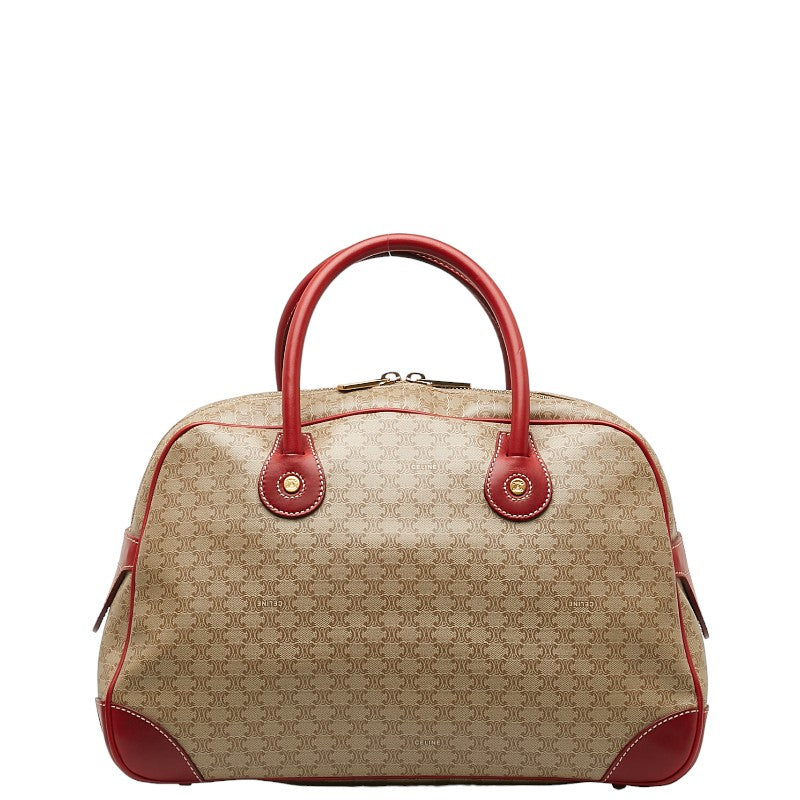 Celine Macadam Handbag Beige Red PVC Leather  Celine