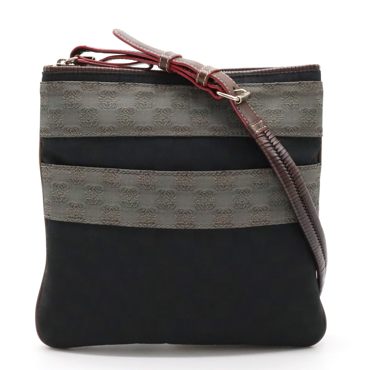 LOEWE LOEWE ANAGRAM SHOULDER BAG SCHWELLING Nylon canvas leather black  black grey borders BLUMIN market shop