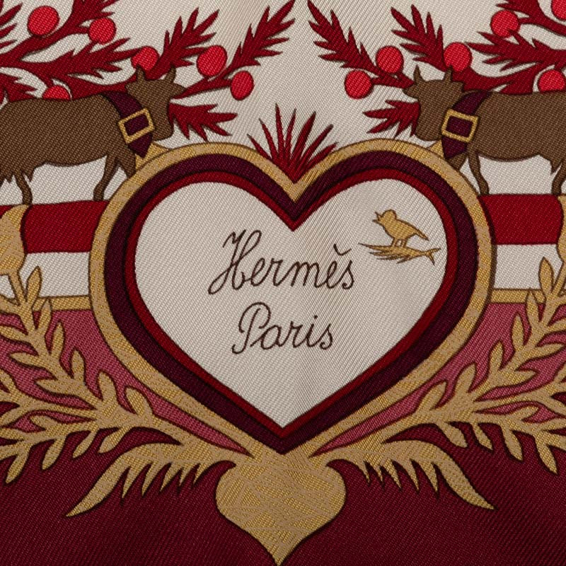 Hermes Carré 90 Decoupages Decoupage Whole Scarf Wine Red Multicolor Silk Ladies Hermes (Ginestapo Paris) Happy Market Shop