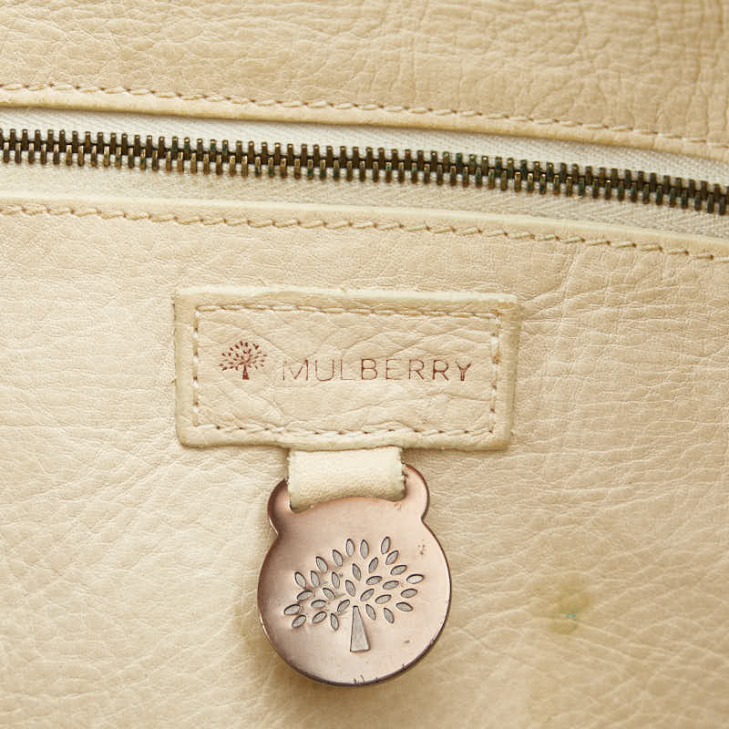 Mulberry Marble Tote Handbag Leather Beige Brown Ladies