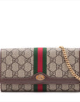 Gucci Ophidia PVC X Leather Chain Wallet Beige X Brown 546592